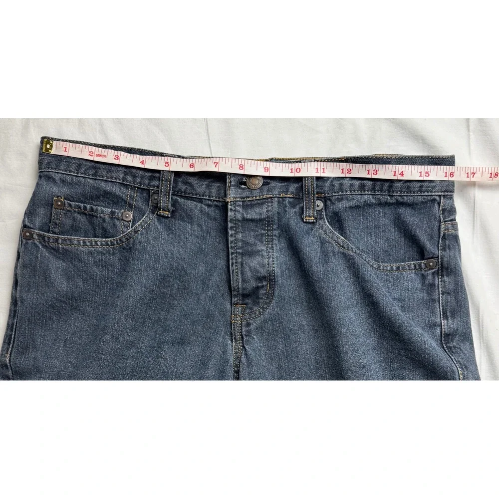 Aeropostale Mens Slim Straight Jeans Dark Wash Blue Button Fly 32x34 Denim